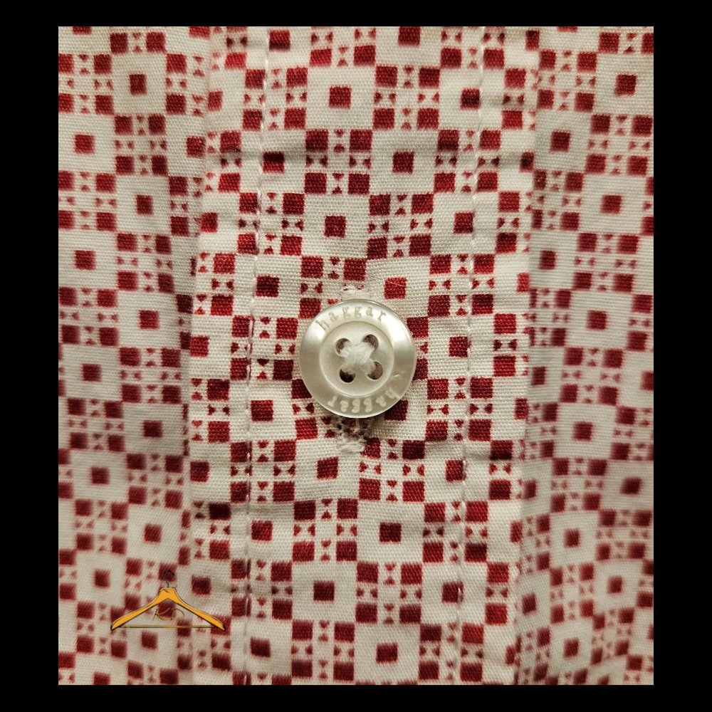 Haggar Casual Shirt - XXL, Trim Fit, Short Sleeve, Red/White Geometric Print - Picture 4 of 6